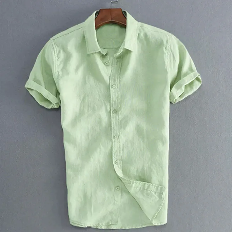 Mens Short Sleeve Shirt  100% Cotton  Relaxed Fit  Button-Down Collar Casual Wear