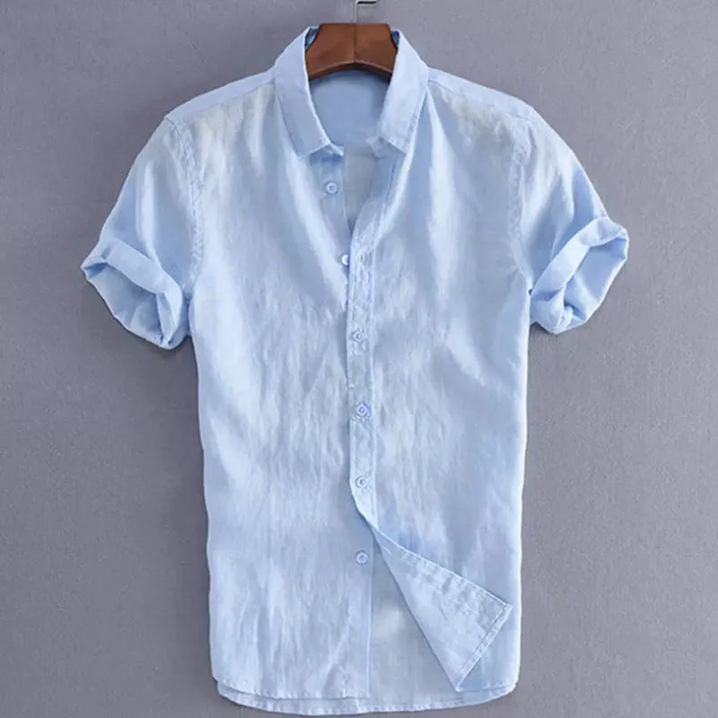 Mens Short Sleeve Shirt  100% Cotton  Relaxed Fit  Button-Down Collar Casual Wear