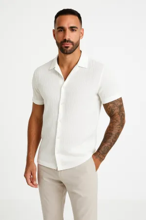 Mens Short Sleeve Shirt  Cotton Linen Blend  Loose Fit  Button Down Casual Wear