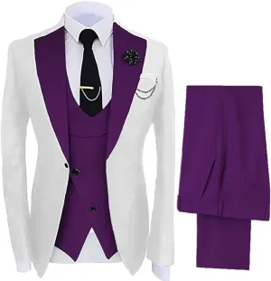 Men's Slim Fit 3 Piece Suit Set One Button Business Blazer Jacket Vest Pants Party Prom Tuxedo Men Wedding Suits