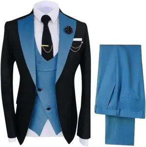 Men's Slim Fit 3 Piece Suit Set One Button Business Blazer Jacket Vest Pants Party Prom Tuxedo Men Wedding Suits