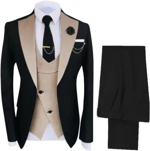 Men's Slim Fit 3 Piece Suit Set One Button Business Blazer Jacket Vest Pants Party Prom Tuxedo Men Wedding Suits