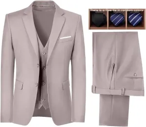 Mens Suits 3 Pieces Slim Fit Groomsmen Wedding Suit for Men Notched Lapel Formal Prom Tuxedos Jacket Pants Vest Set