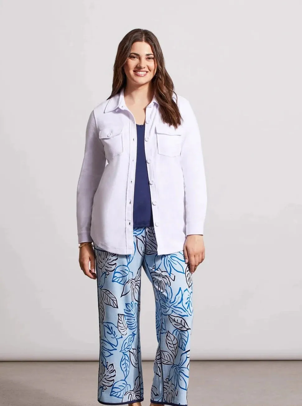 Mixed Media Shacket [White-5356O]