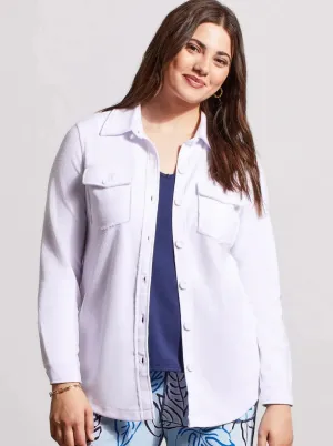 Mixed Media Shacket [White-5356O]