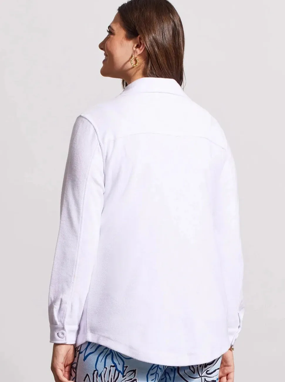 Mixed Media Shacket [White-5356O]