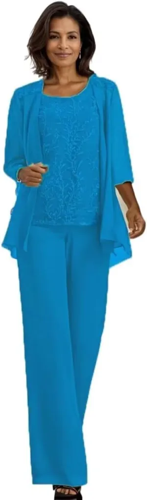 Mother of The Bride Pant Suits Chiffon Outfit Dressy Women's Jumpsuit Wedding Groom Dresses