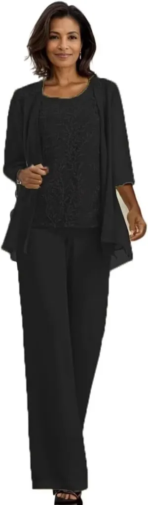 Mother of The Bride Pant Suits Chiffon Outfit Dressy Women's Jumpsuit Wedding Groom Dresses
