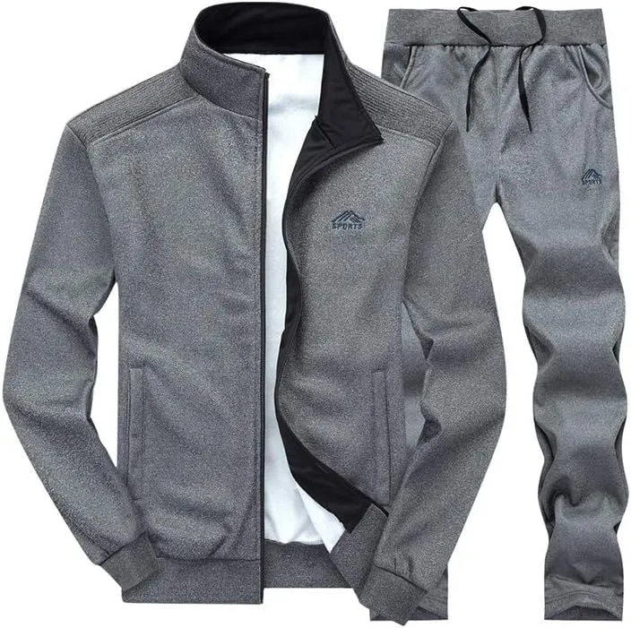 PASOK Men's Casual Tracksuit Long Sleeve Full Zip Running Jogging Sweatsuit Athletic Sports Set