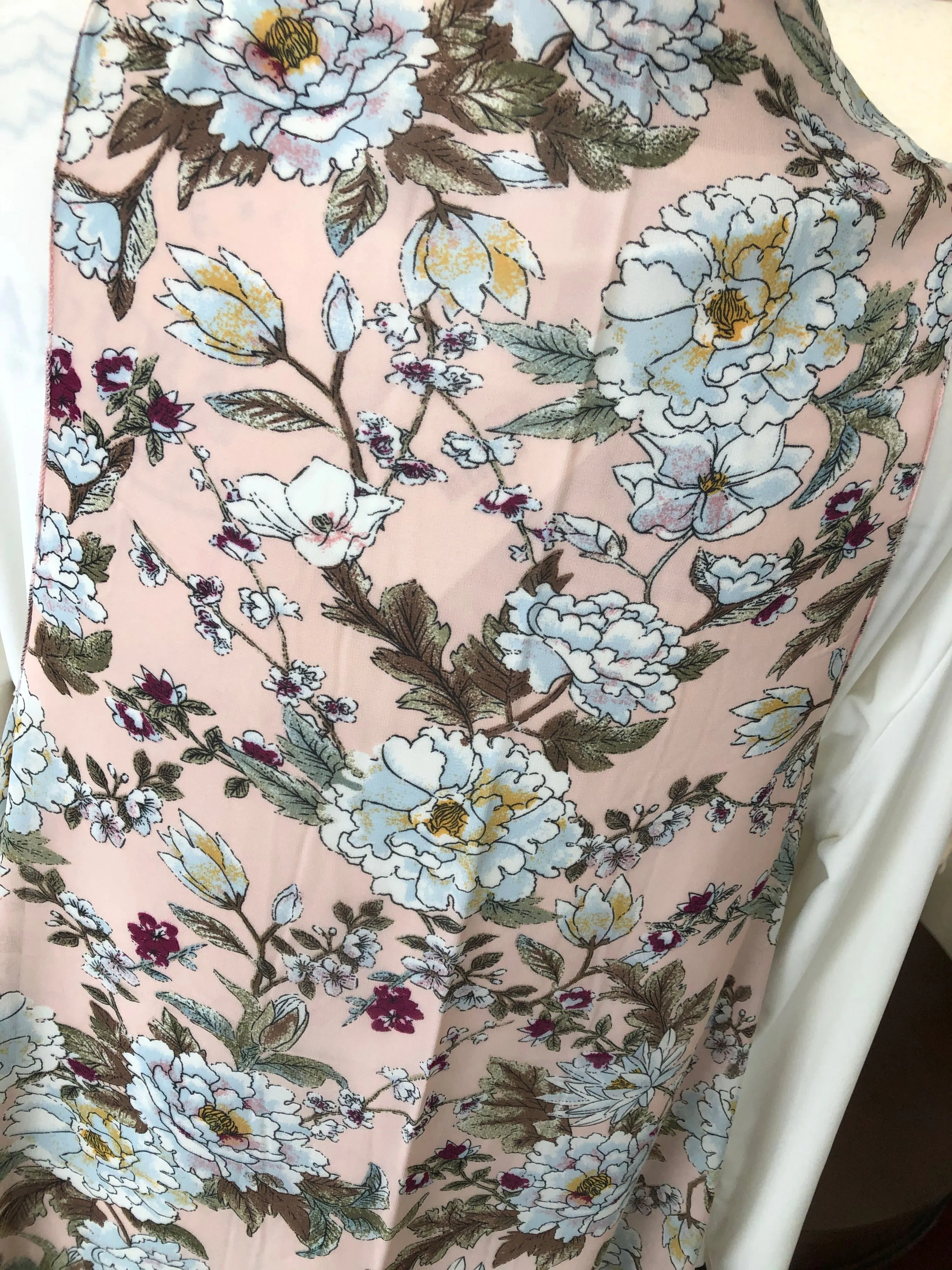 Pink Floral Chiffon Scarf Vest (OS)