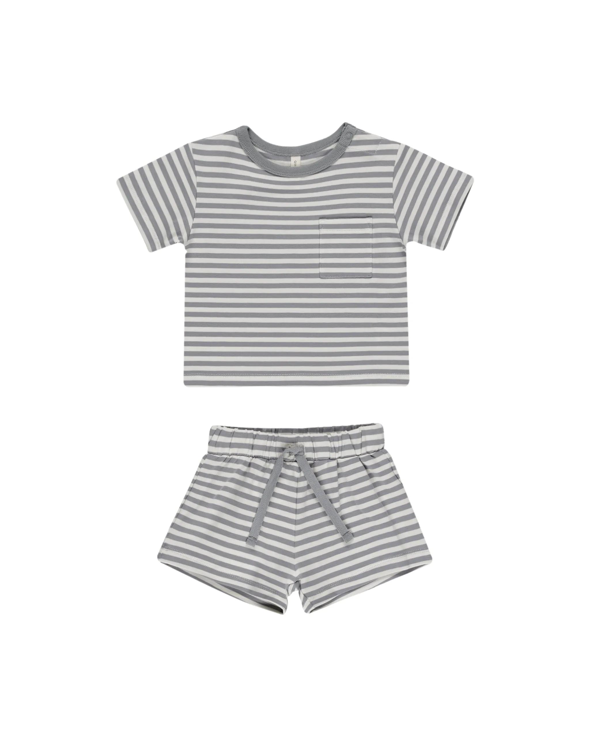 Pocket Tee   Short Set, Blue Stripe
