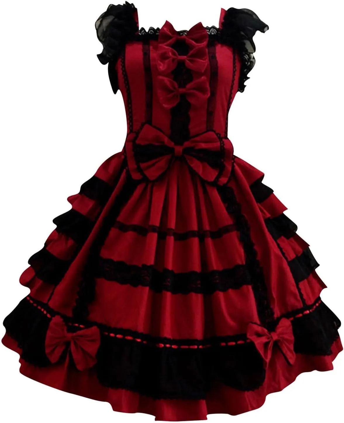 Rococo Lolita Dress Womens Mini Ruffle Dresses Masquerade Cosplay Costumes Cute Bow Princess Dress Mini Dress