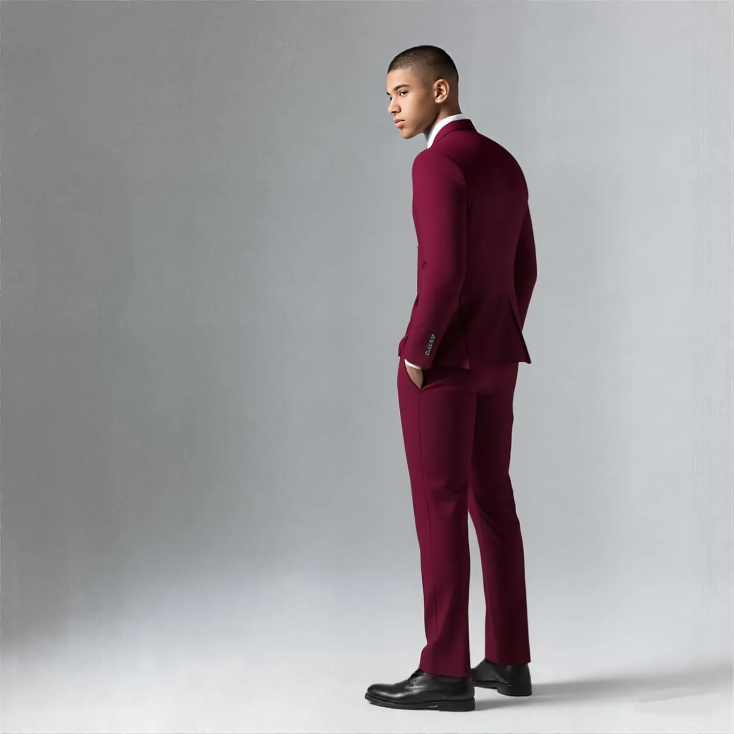 Rogers & Morris Suits for Men Slim fit 3 Piece Solid Essential One Button Suit Set Blazer with Pants and Vest