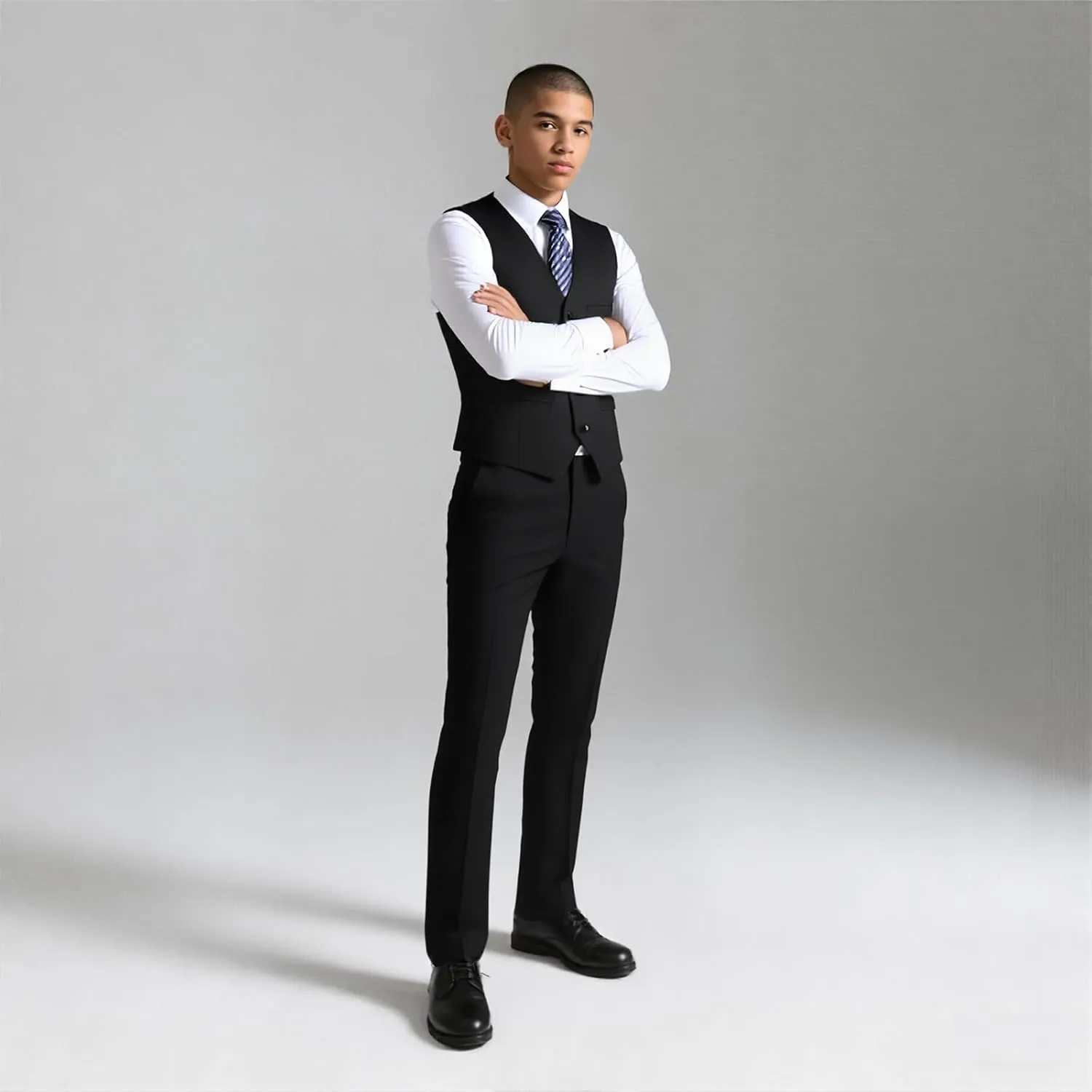 Rogers & Morris Suits for Men Slim fit 3 Piece Solid Essential One Button Suit Set Blazer with Pants and Vest
