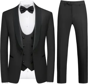 Rogers & Morris Tuxedo Suits for Men Solid 4 Piece Regular Fit Formal Set