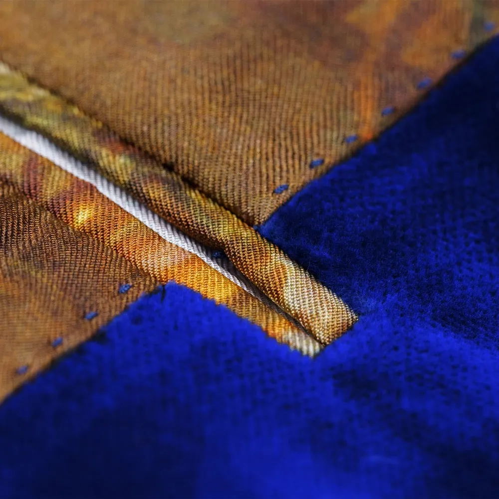 Royal Blue Double Breasted Velvet Smoking Jacket