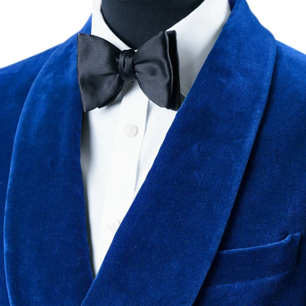 Royal Blue Double Breasted Velvet Smoking Jacket