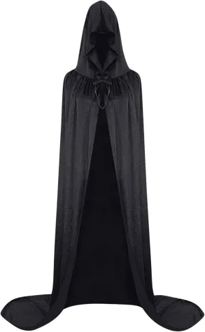 Ruziyoog Unisex Hooded Cloak Long Velvet Cape for Halloween Christmas Witch Cloak Hooded Cape Men Women for Costume Cosplay