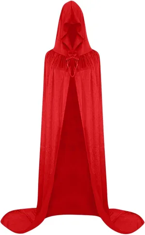 Ruziyoog Unisex Hooded Cloak Long Velvet Cape for Halloween Christmas Witch Cloak Hooded Cape Men Women for Costume Cosplay