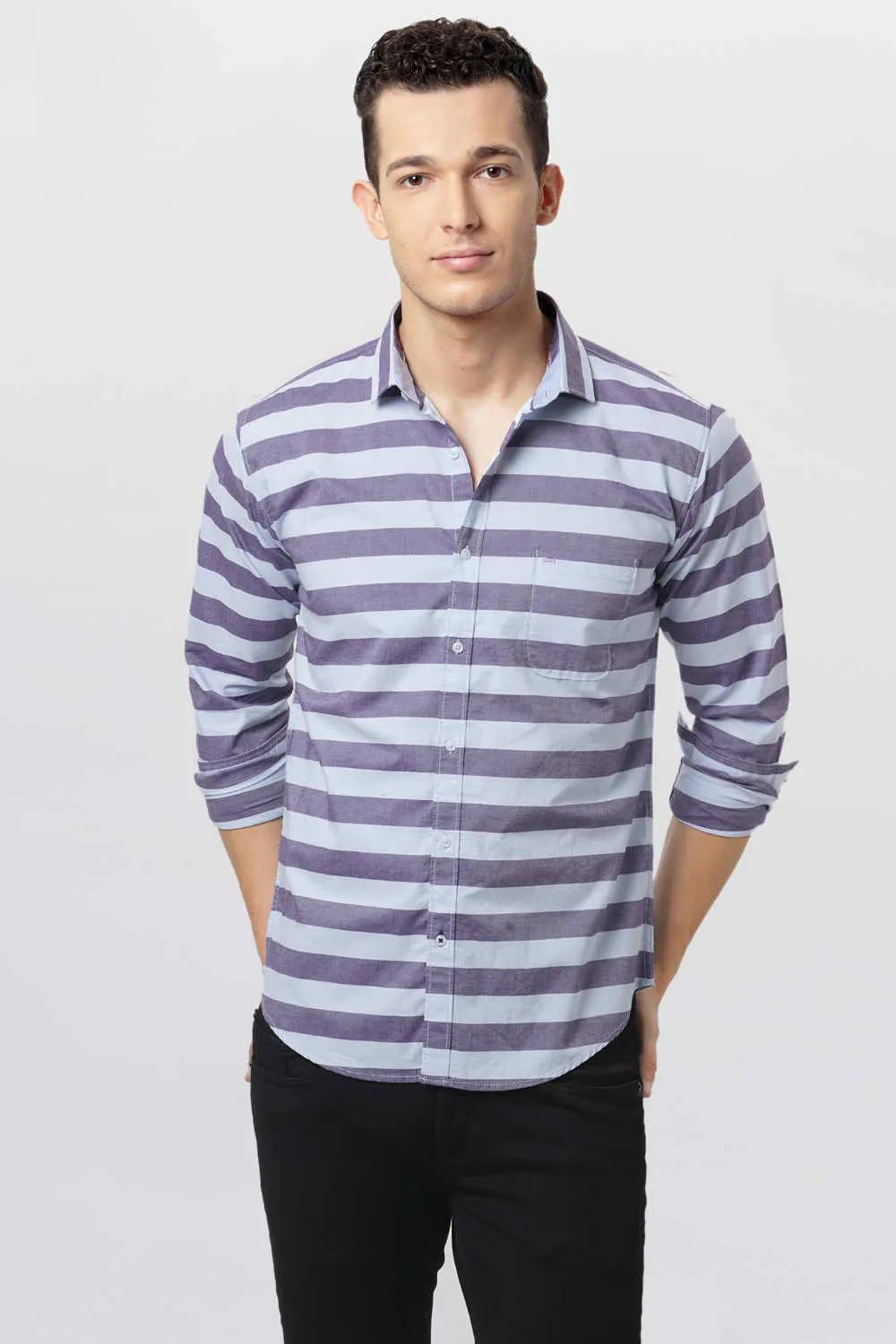 Slim Fit Weft Stripe Shirt