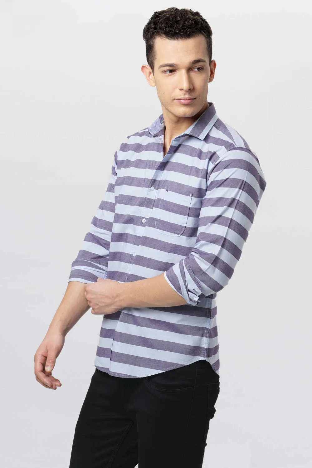 Slim Fit Weft Stripe Shirt