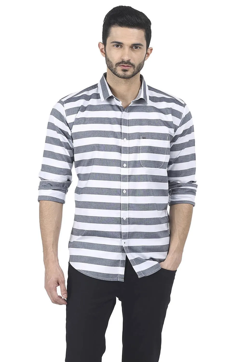 Slim Fit Weft Stripe Shirt