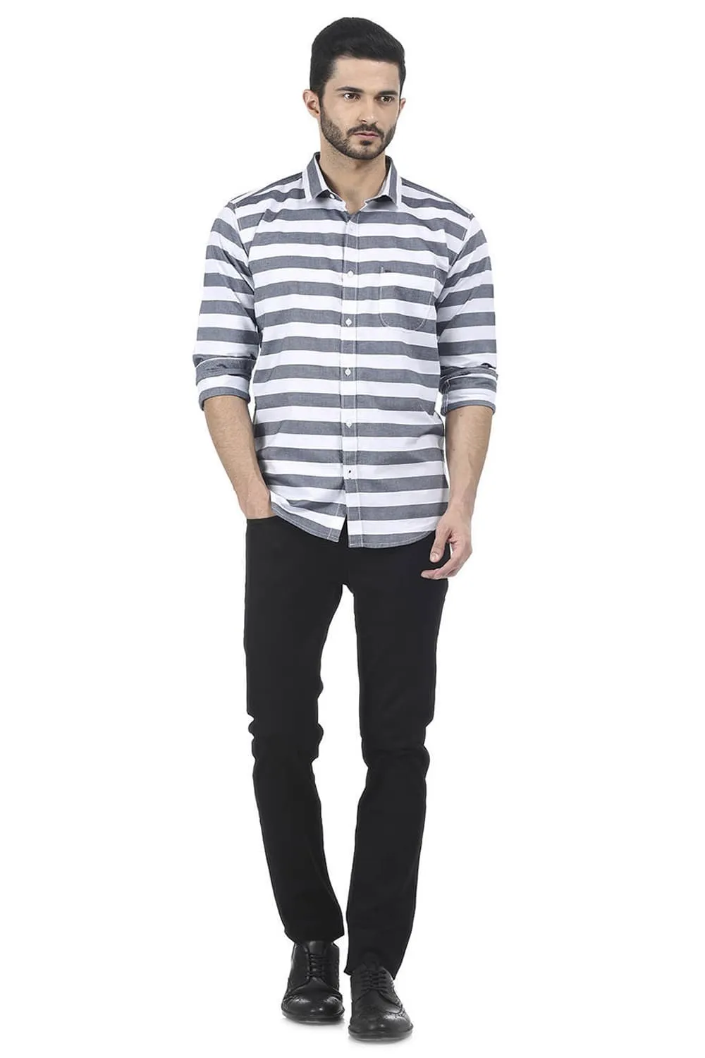 Slim Fit Weft Stripe Shirt