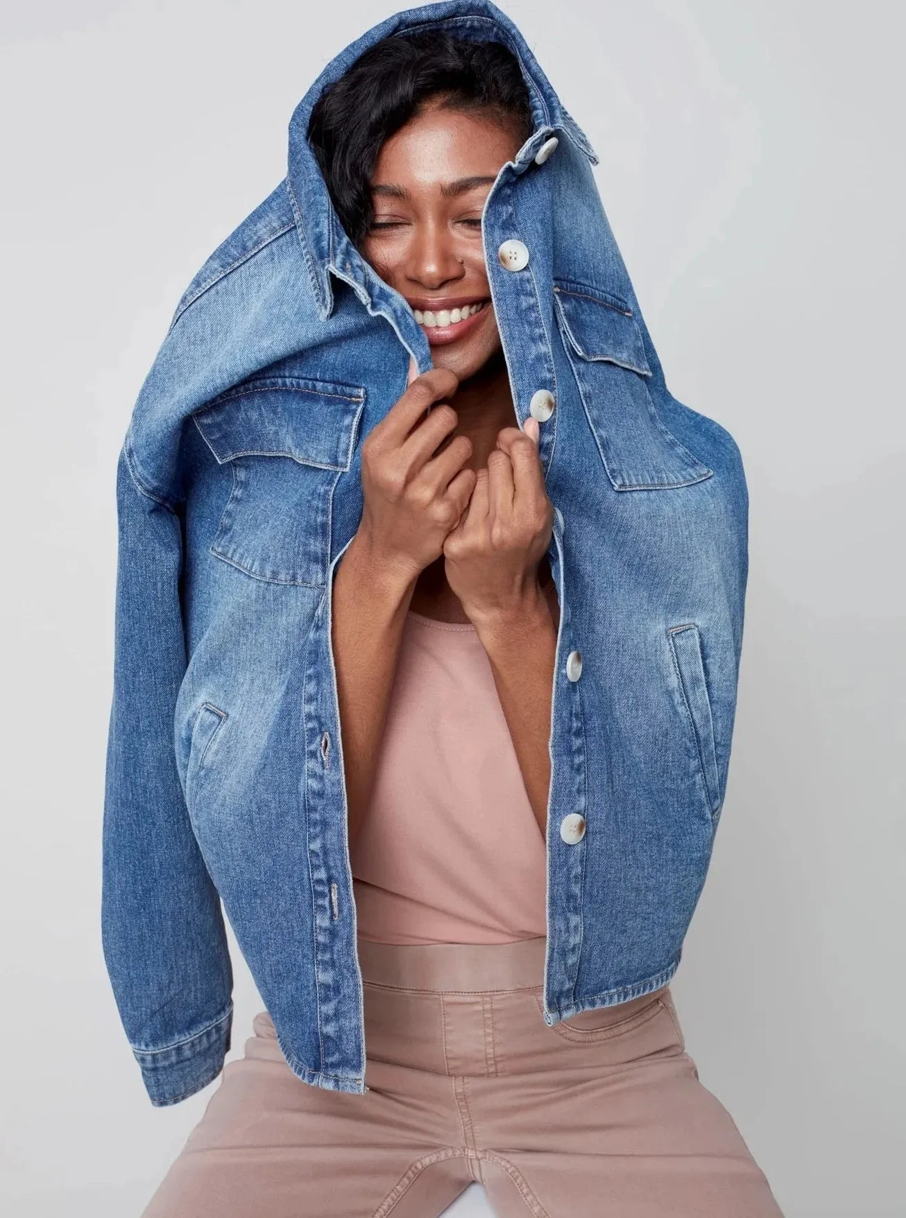 Solid Jean Jacket [Blue-C6248]