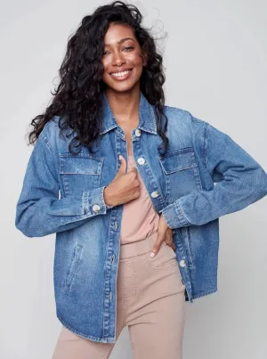 Solid Jean Jacket [Blue-C6248]