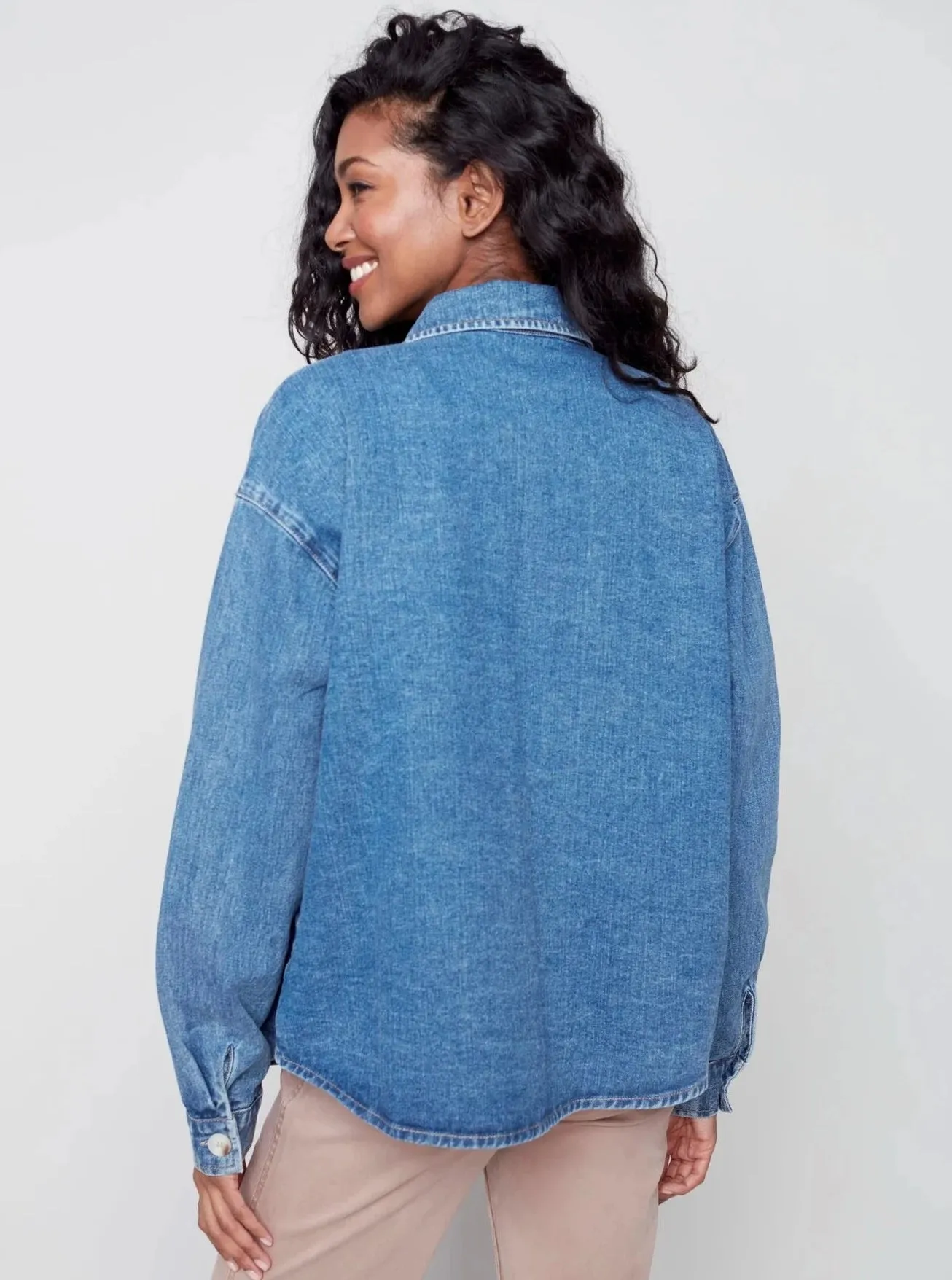 Solid Jean Jacket [Blue-C6248]