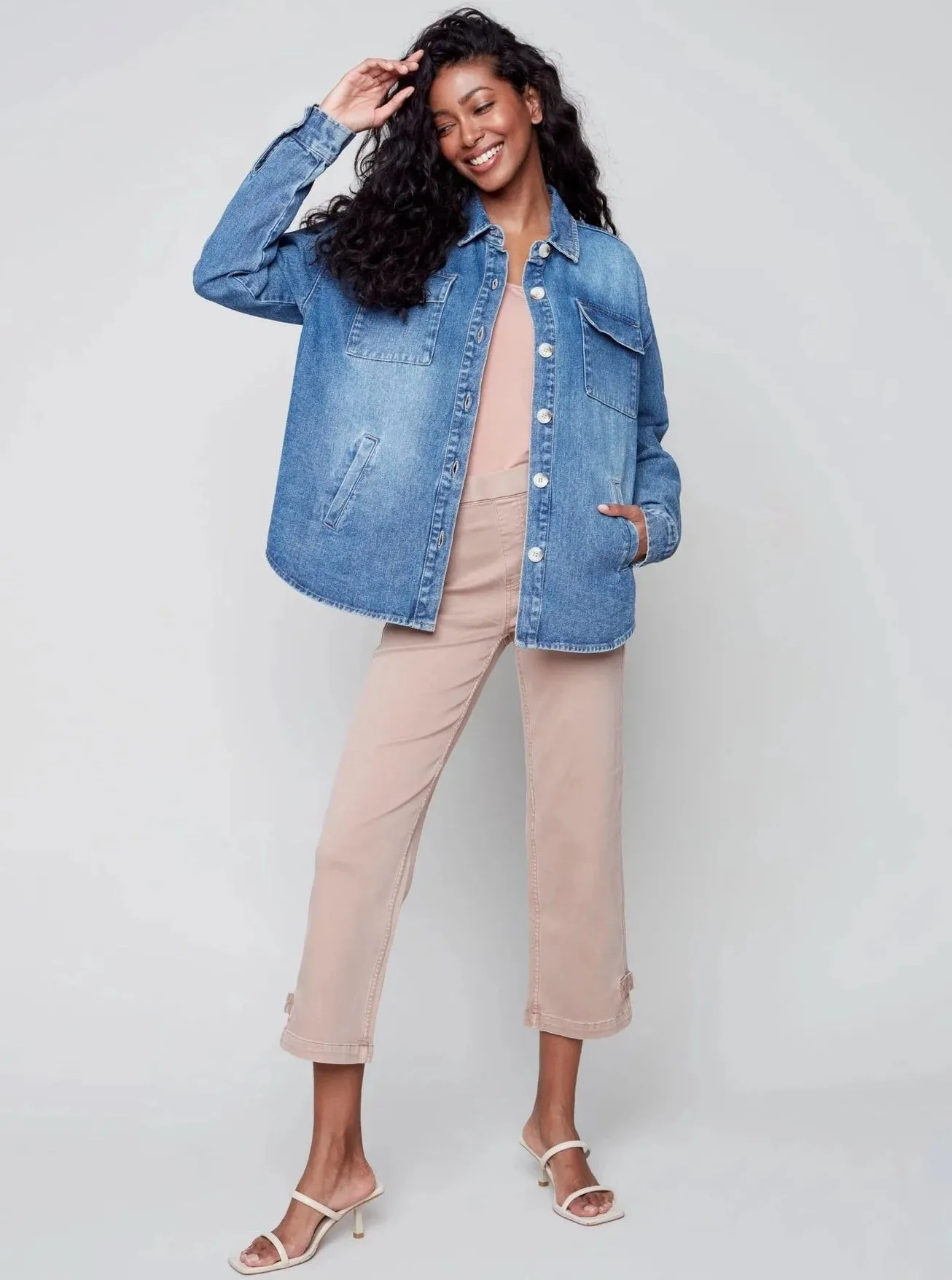 Solid Jean Jacket [Blue-C6248]