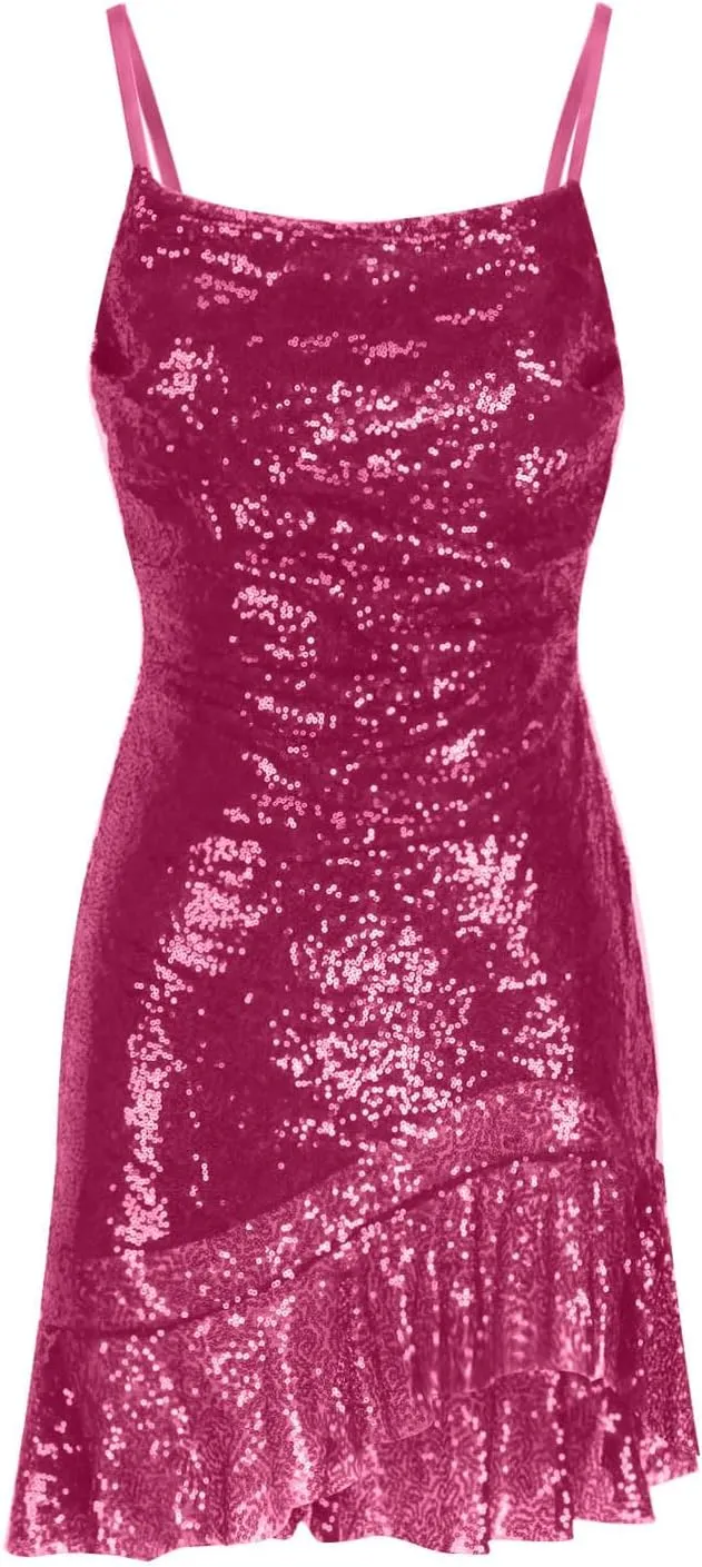 Sparkly Sequin Homecoming Dresses for Womens 2025 Spaghetti Straps Short Mini Prom Cocktail Gowns