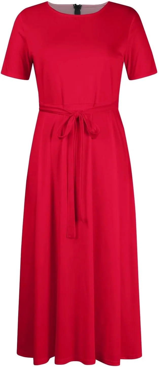 Summer Dresses for Women Beach Aline Midi Dresses Casual Flowy Tshirt Dress Floral Short Sleeve Dress with Pockets