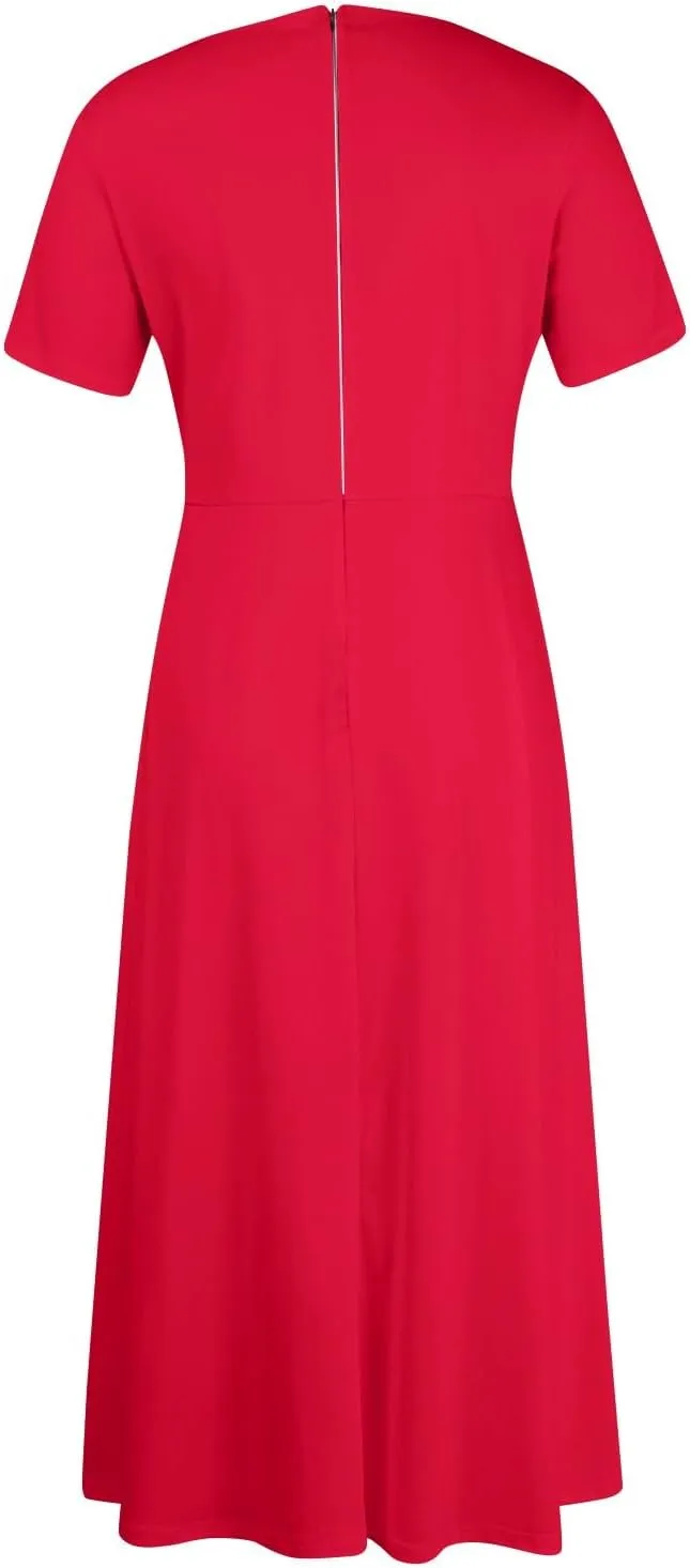 Summer Dresses for Women Beach Aline Midi Dresses Casual Flowy Tshirt Dress Floral Short Sleeve Dress with Pockets