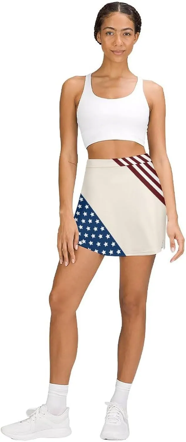 TAIZIYEAH American Flag Black Tennis Skirts for Women Athletic Golf Skorts Loose