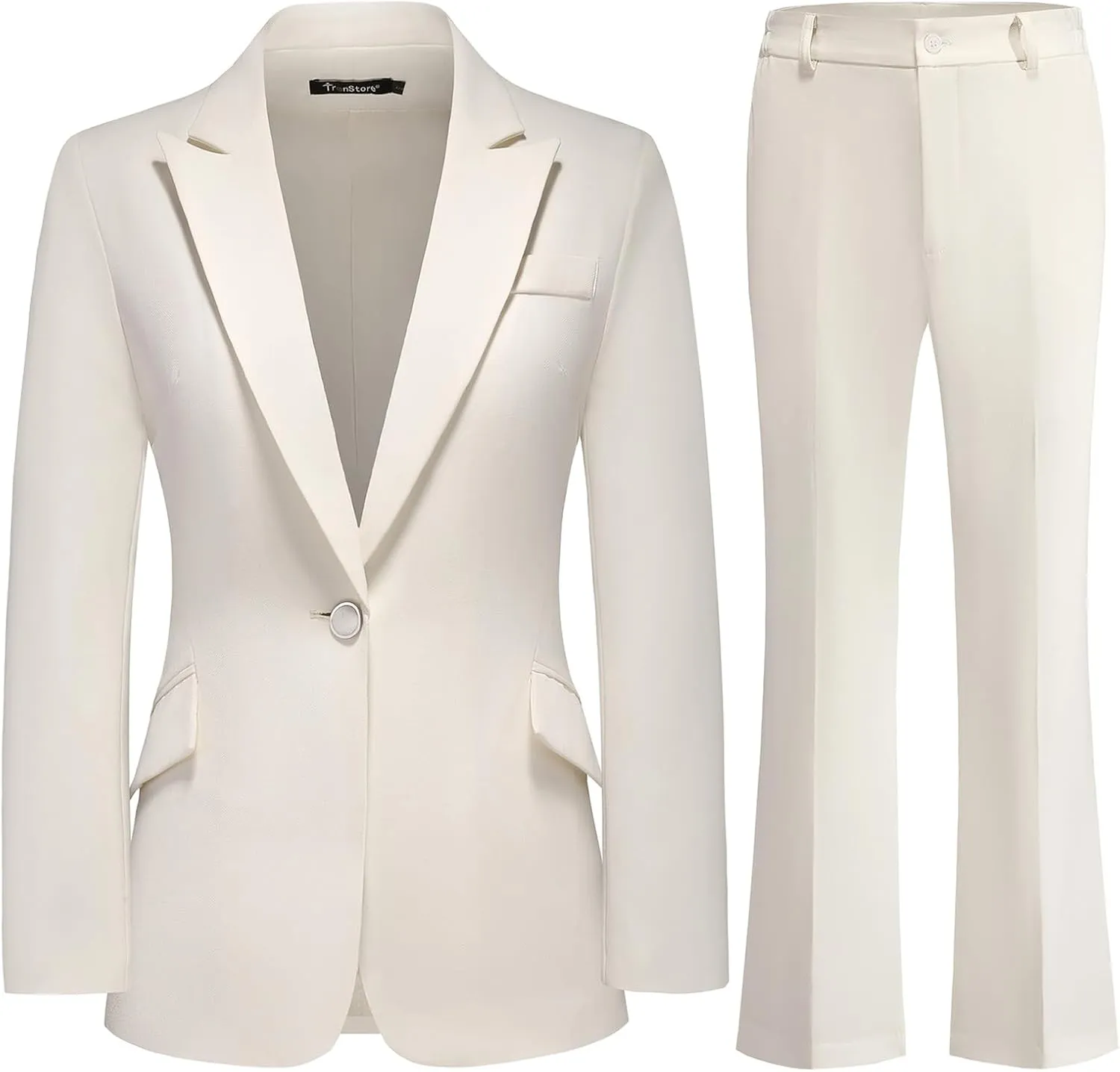 TRONSTORE Women's Suit 2 Piece Set Pinstripe Blazer and Bootcut Dressy Pants Set for Work Office Business Outfits