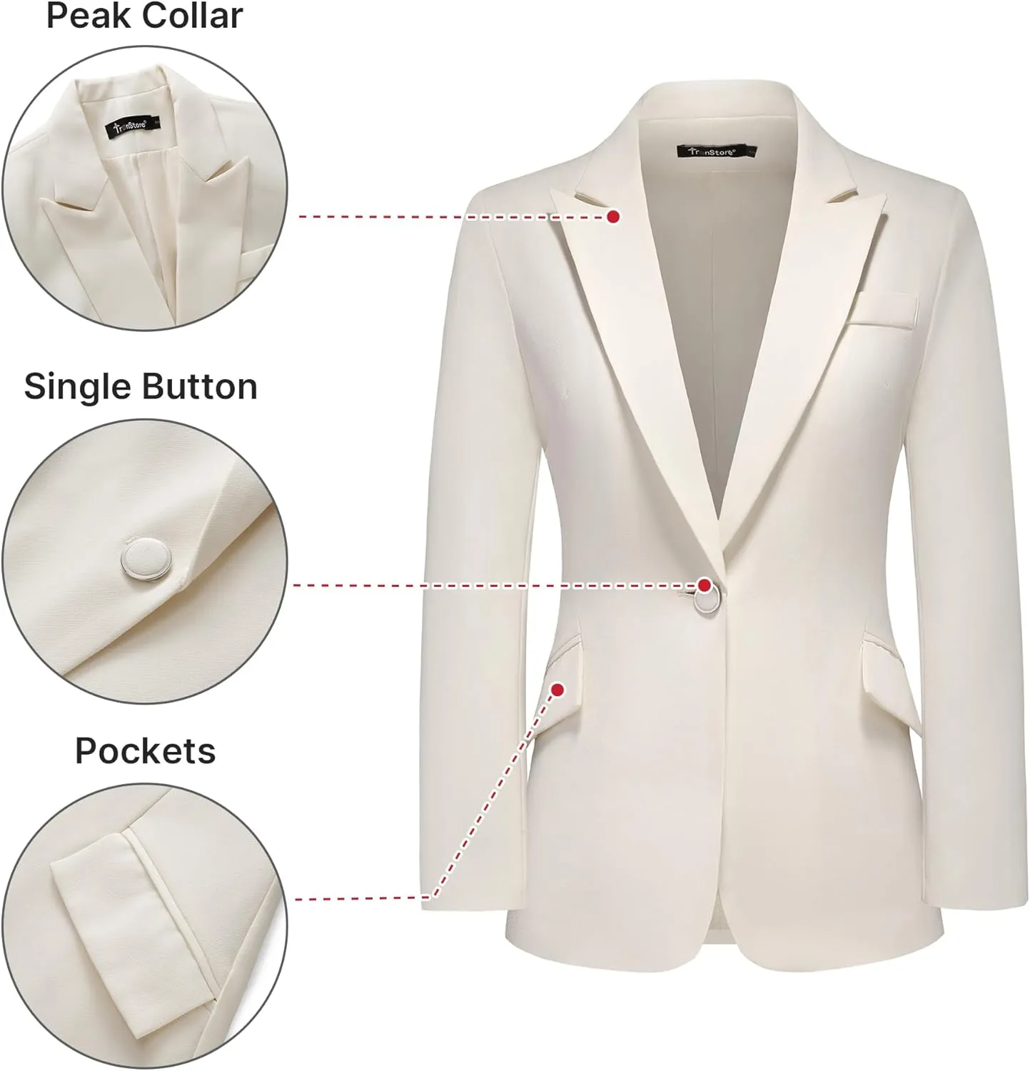 TRONSTORE Women's Suit 2 Piece Set Pinstripe Blazer and Bootcut Dressy Pants Set for Work Office Business Outfits