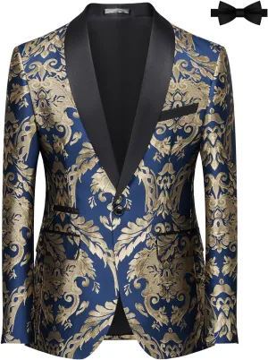 Tuxedo Suits for Men 2 Piece Regular Fit Suit Floral Blazer Jacket Waistcoat Pants Men Suit Set for Wedding Prom
