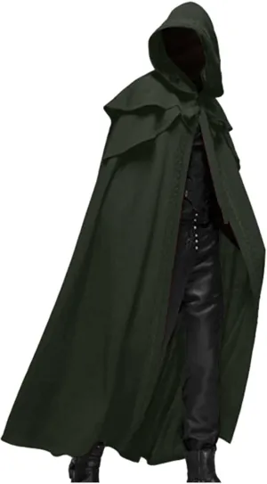Unisex Men's Halloween Hooded Robe Cloak Renaissance Costuems Medieval Knight Outfit Gothic Witch Party Cape Costume