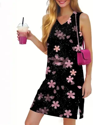 Vacation Dresses for Women 2025 Loose Summer Shift Sleeveless Sundresses Beach Coverup Floral/Striped/Bandana Print