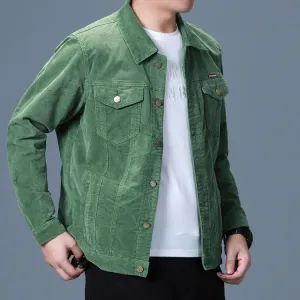 Vintage Corduroy Long Sleeve Button Down Shirt Jacket for Men