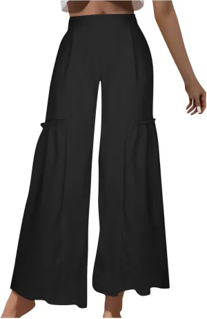 Wide Leg Trousers for Women Trendy High Waisted Flowy Palazzo Pants Casaul Beach Pants Spring Summer Fahsion 2025