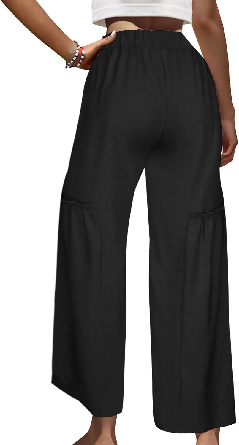 Wide Leg Trousers for Women Trendy High Waisted Flowy Palazzo Pants Casaul Beach Pants Spring Summer Fahsion 2025