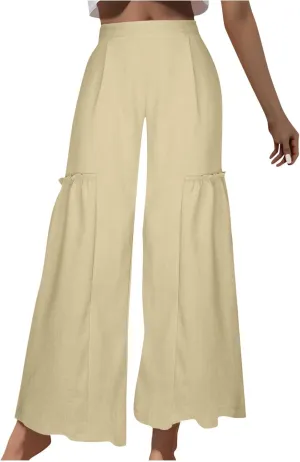 Wide Leg Trousers for Women Trendy High Waisted Flowy Palazzo Pants Casaul Beach Pants Spring Summer Fahsion 2025