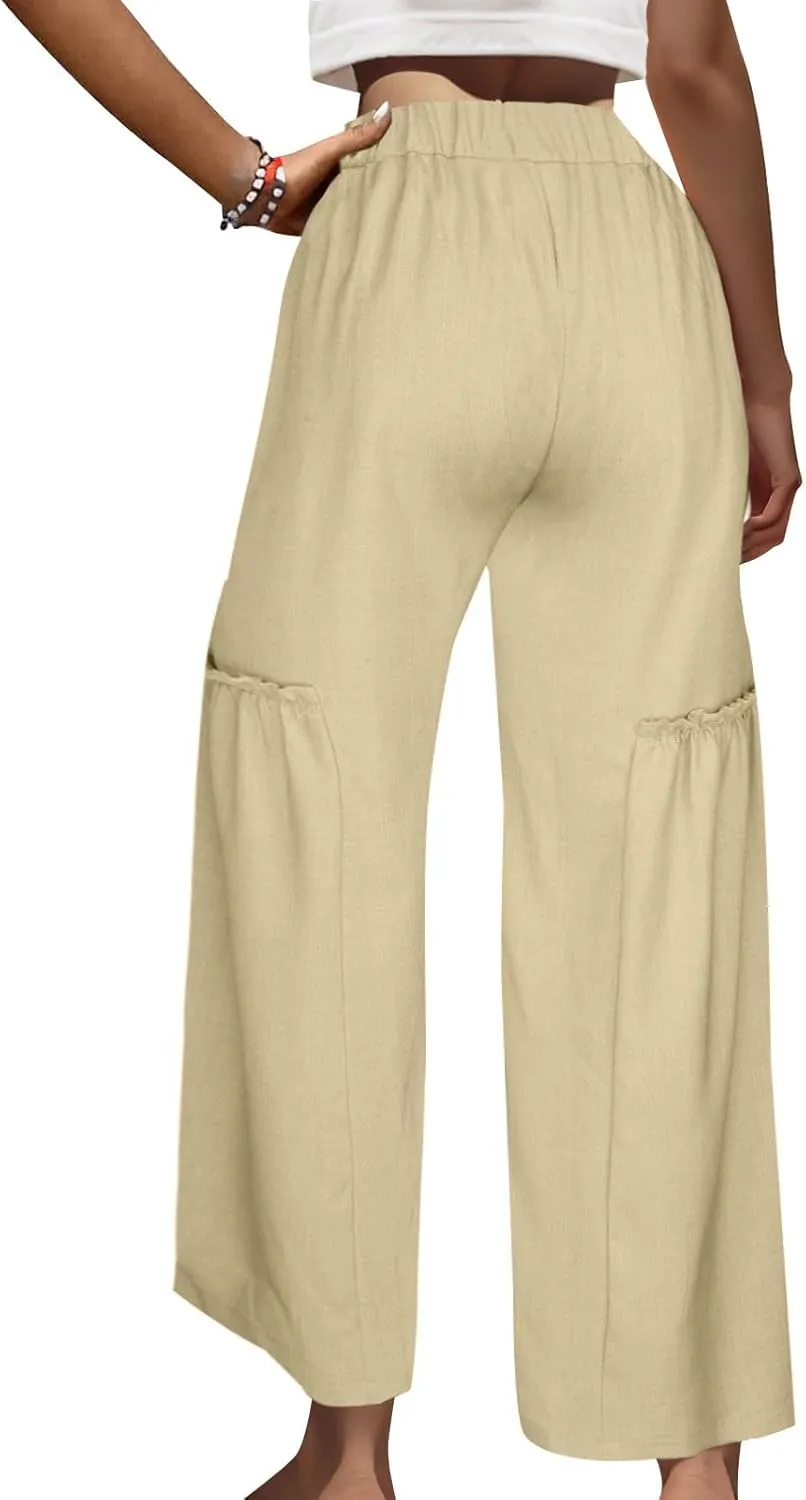 Wide Leg Trousers for Women Trendy High Waisted Flowy Palazzo Pants Casaul Beach Pants Spring Summer Fahsion 2025