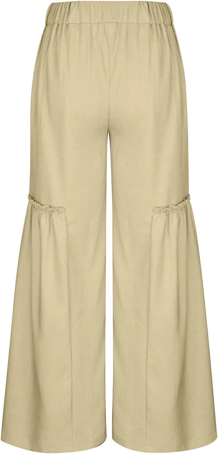 Wide Leg Trousers for Women Trendy High Waisted Flowy Palazzo Pants Casaul Beach Pants Spring Summer Fahsion 2025
