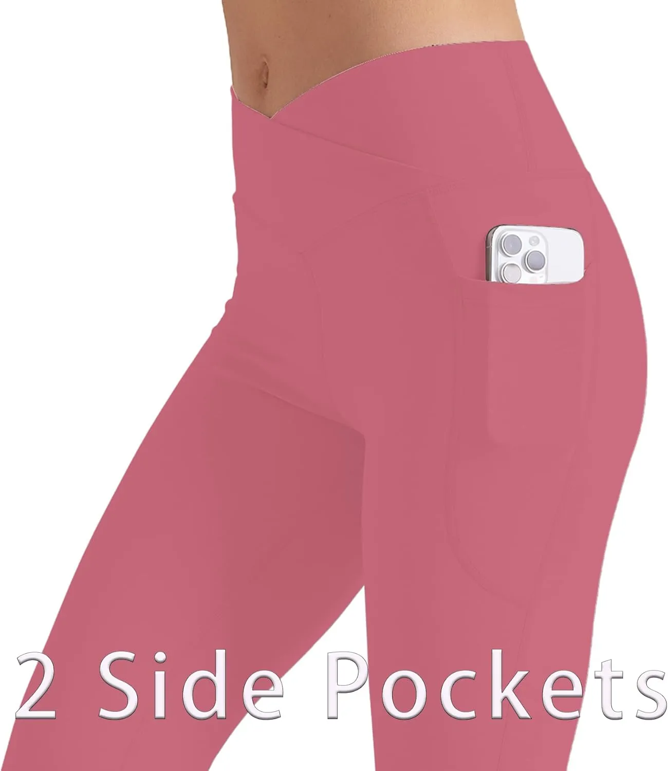 Women Flare Leggings with Side Pockets,Crossover Yoga Pants Bootleg High Waisted Stretchy Control Gym Workout Pants