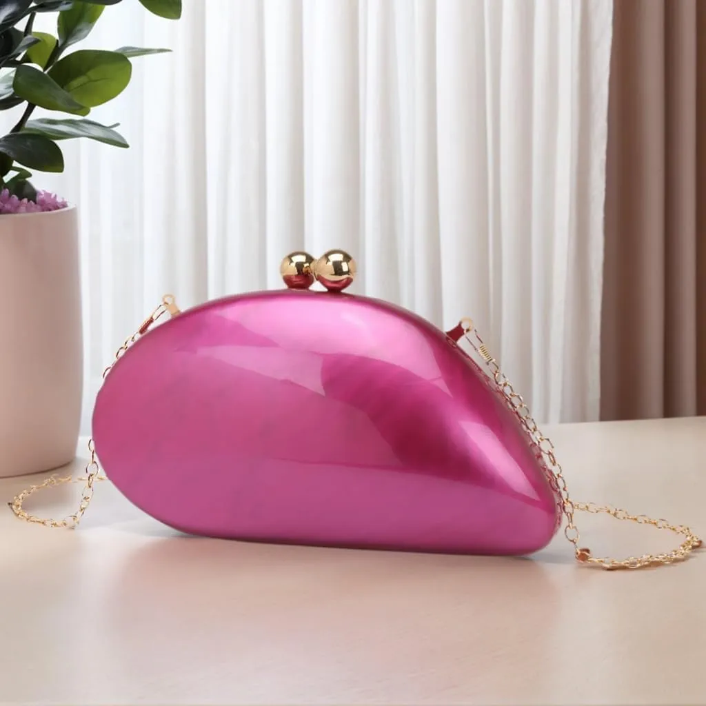 Women Glitter Shell Acrylic Evening Bag Fashion Clutch Handbag with Removable Chain for Tea Party Wedding Dating