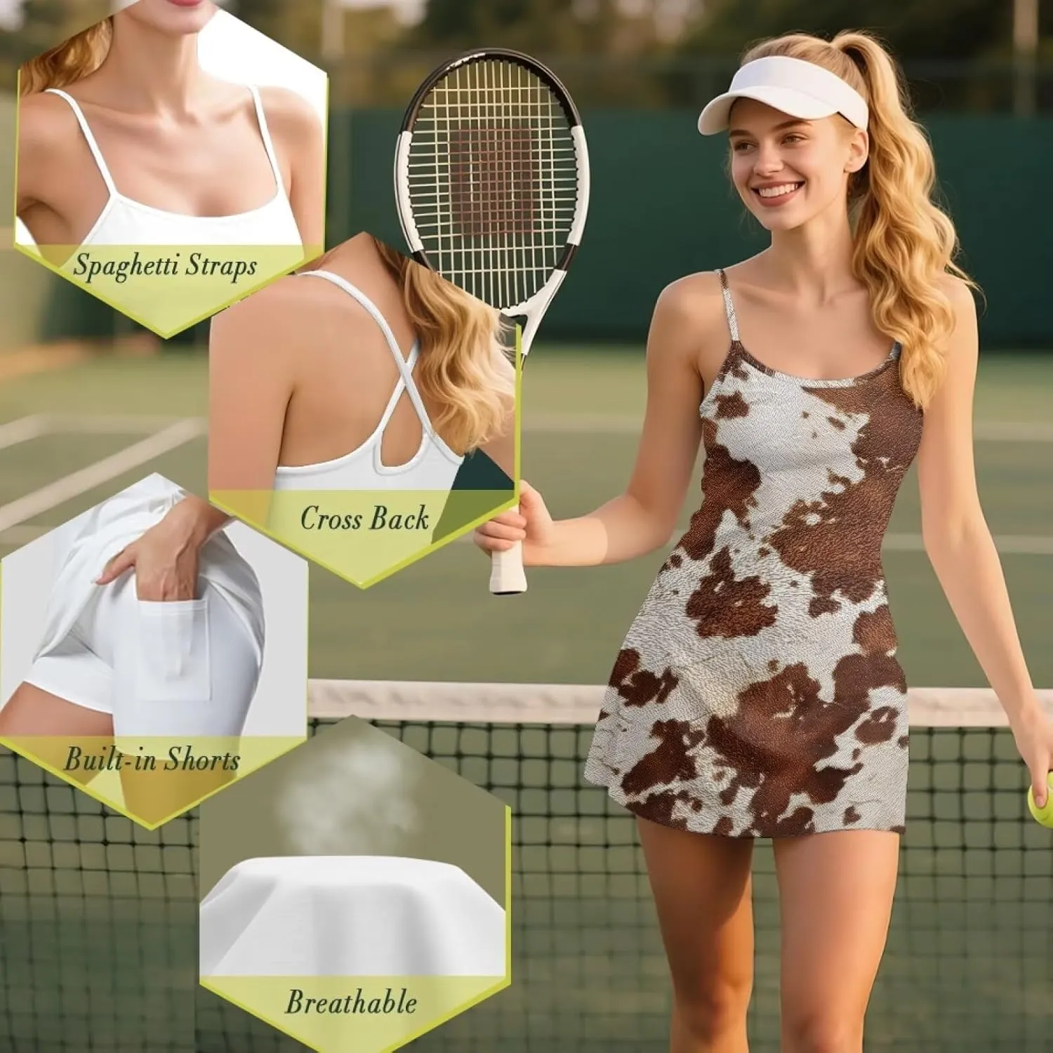 Women Golf Dress Sets Summer 2 in 1 Tennis Sport Athletic Workout Outfits with Built in Short Size XS-2XL
