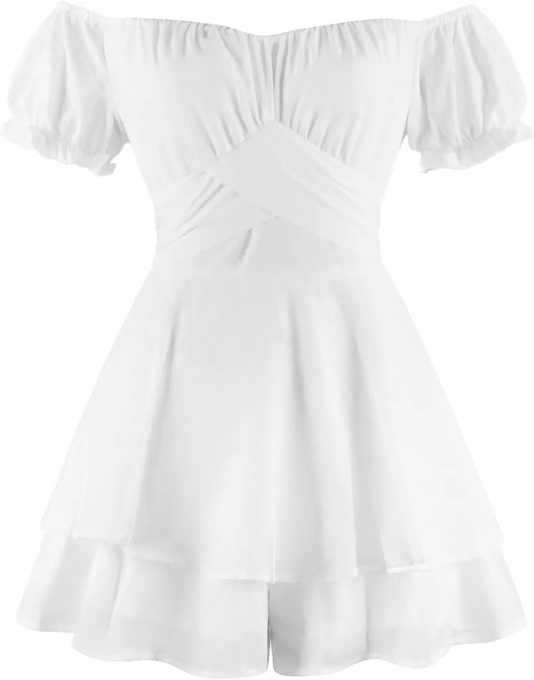 Women Off The Shoulder Summer Dresses 2024 Short Lantern Sleeve Ruffle Elastic Waist A-Line Casual Mini Dress Cocktail Dress